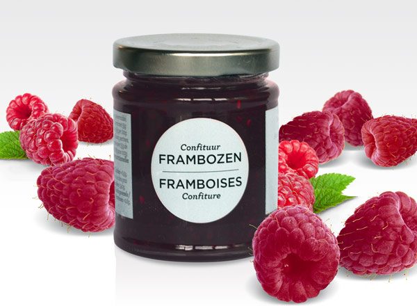 Confiture de framboises vendue au profit de la Croix Bleue de Belgique